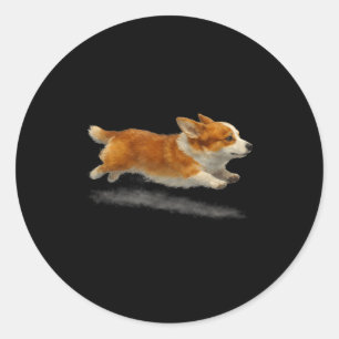 Adesivo Redondo Cachorro fofo correndo meme de arte engraçado do c