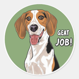 Adesivo Redondo Cachorro Foxhound Inglês Americano Grande Trabalho
