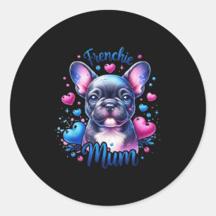 Adesivo Redondo Cachorro francês Mãe branca e colorida Cachorro fr