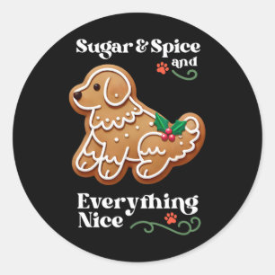 Adesivo Redondo Cachorro Gengibre Açúcar Spice Biscoito de Natal