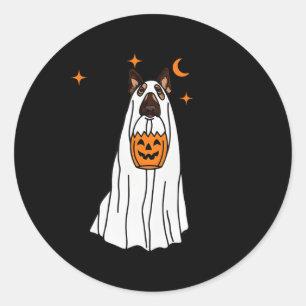 Adesivo Redondo Cachorro german shepherd E Abóbora No Halloween Fu