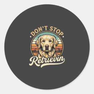 Adesivo Redondo Cachorro Golden Retriever Não Para de Recuperar