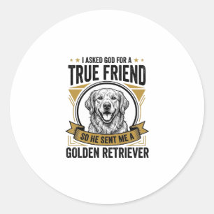 Adesivo Redondo Cachorro Golden Retriever Verdadeiro Amigo Vintage