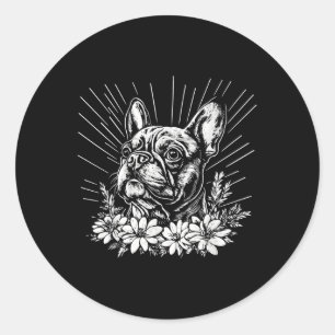 Adesivo Redondo Cachorro-Grande Francês Tatuagem de Estilo Retroat