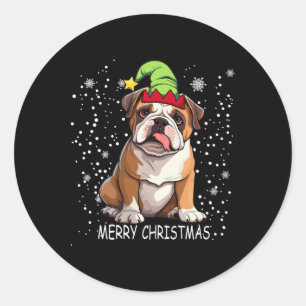 Adesivo Redondo Cachorro-Grande Inglês Árvore de Natal Doce Xmas D