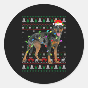 Adesivo Redondo Cachorro Harlequin Beauceron Suéter Feio de Natal