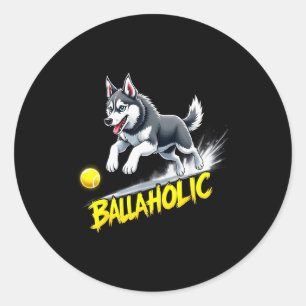 Adesivo Redondo Cachorro Husky Siberiano Ballaholic Engraçado Pers