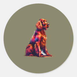 Adesivo Redondo Cachorro Irlandês Setter