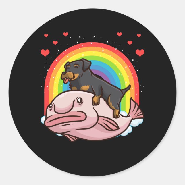 Adesivo Redondo Cachorro Jagdterrier Com Bocanho (Frente)