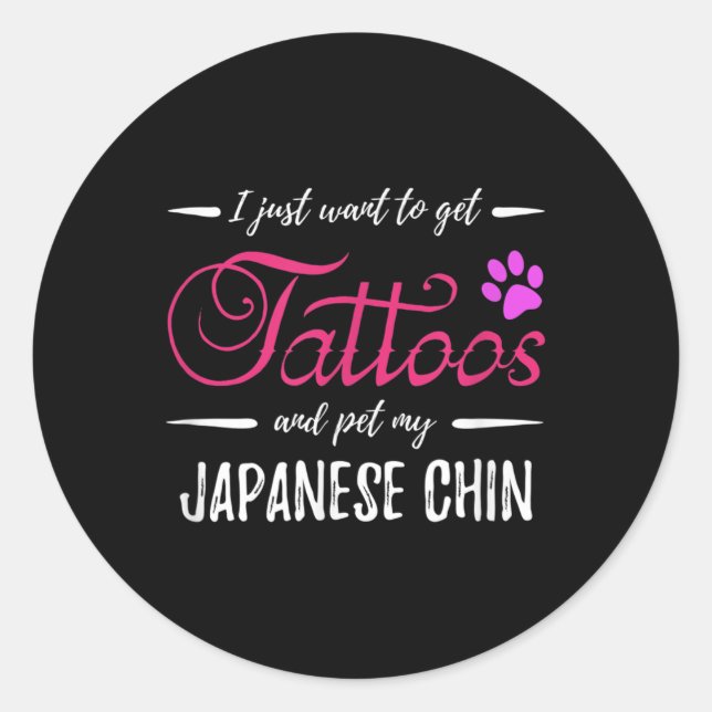 Adesivo Redondo Cachorro Japonês Lover Tatuagem Engraçada Cachorro (Frente)