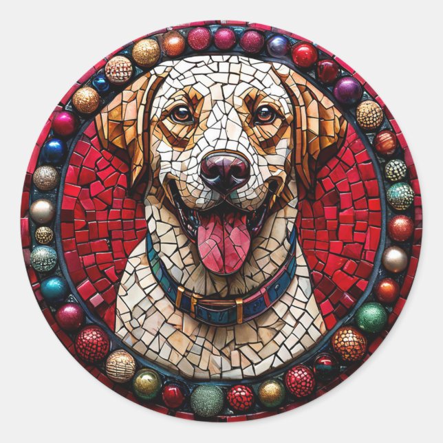 Adesivo Redondo cachorro labrador de Natal (Frente)