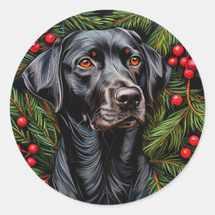 Adesivo Redondo Cachorro labrador de Natal Inverno Pet decoração d