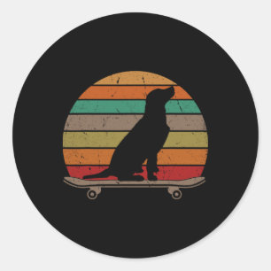 Adesivo Redondo Cachorro Labrador Retriever Em Skate Engraçado Ska