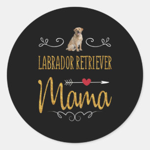 Adesivo Redondo Cachorro   Labrador Retriever Mama