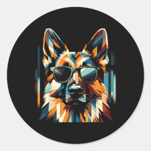 Adesivo Redondo Cachorro legal Cubismo Estilo de Arte Cristã