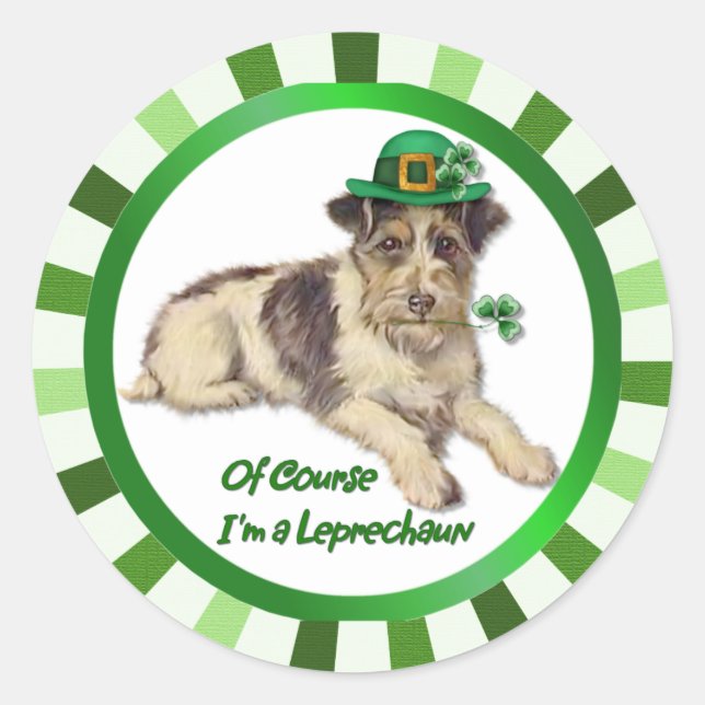 Adesivo Redondo Cachorro Leprechaun (Frente)
