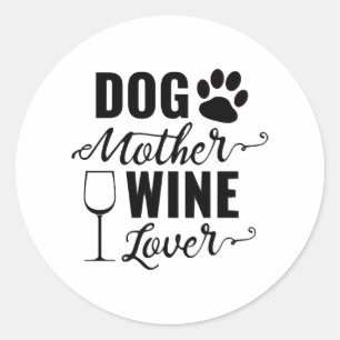 Adesivo Redondo Cachorro Mãe Vinho Cachorro