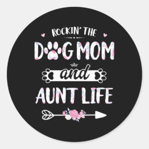 Adesivo Redondo Cachorro Mamãe E Tia A Vida Camisa Cachorro Adoram