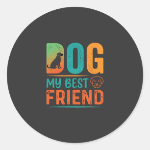 Adesivo Redondo Cachorro Meu Melhor Amigo Design Retro