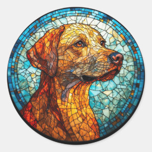 Adesivo Redondo Cachorro Mosaico Colorido