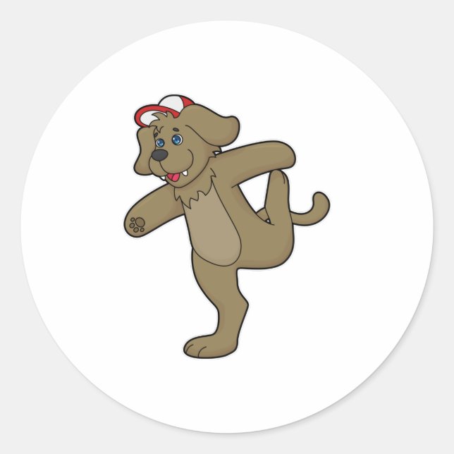 Adesivo Redondo Cachorro na Malhação de Yoga (Frente)