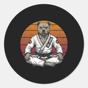 Adesivo Redondo Cachorro Novato Funny Brasileiro Jiu Jitsu Retro G