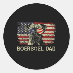 Adesivo Redondo Cachorro Pai Boerboel Passa Bandeira Americana Em