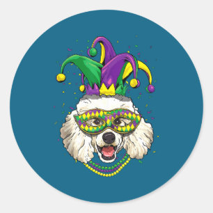 Adesivo Redondo Cachorro Palhaço do Mardi Gras