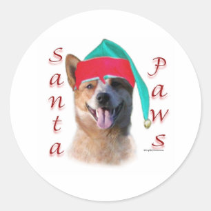 Adesivo Redondo Cachorro Papai noel australiano