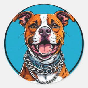 Adesivo Redondo Cachorro Pitbull fofo