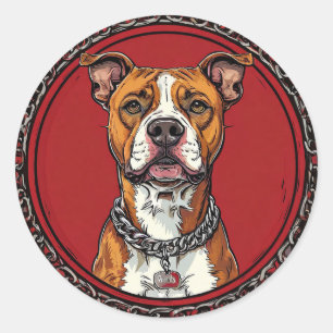 Adesivo Redondo Cachorro Pitbull forte