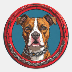 Adesivo Redondo Cachorro Pitbull forte