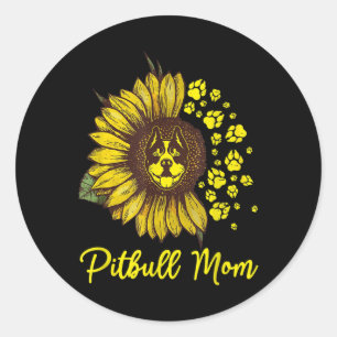 Adesivo Redondo Cachorro Pitbull Tatuagem Eu Amo Mamãe Tatuada Lov