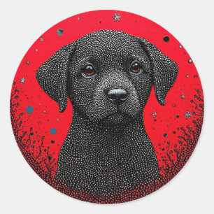 Adesivo Redondo Cachorro Preto Caprichoso