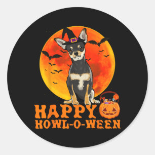 Adesivo Redondo Cachorro Preto Engraçado de Halloween Feliz