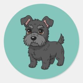 Adesivo Redondo Cachorro Preto Fofo do Terceiro Escocês Verde
