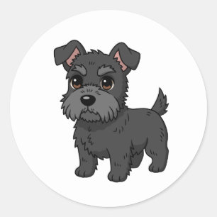 Adesivo Redondo Cachorro preto fofo do Terrier Escocês