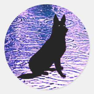 Adesivo Redondo Cachorro Preto - Sempre a Observar - Vinhetas de C