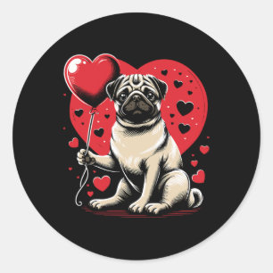 Adesivo Redondo Cachorro Pug Dia dos Namorados Dono de Cachorro no