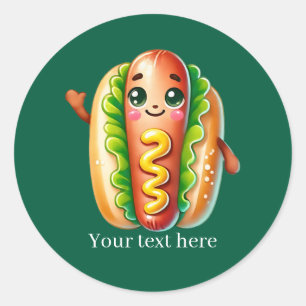Adesivo Redondo Cachorro-quente empresarial personalizável fofo