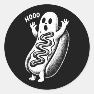 Adesivo Redondo Cachorro Quente Fantasma Assombrado Halloween Dive