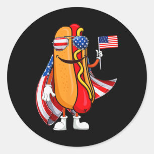 Adesivo Redondo Cachorro-Quente Sungles Bandeira Americana EUA Eng