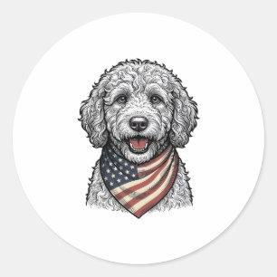 Adesivo Redondo Cachorro Rabiscado Patriótico Desenho Vetorial Ant