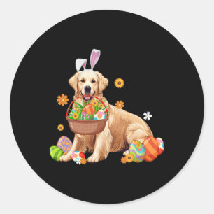 Adesivo Redondo Cachorro Retriever Dourado Coelho Ovos de Páscoa D