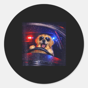 Adesivo Redondo Cachorro retriever dourado da polícia engraçado di