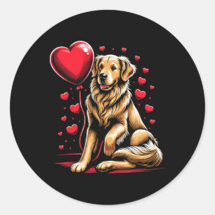 Adesivo Redondo Cachorro Retriever Dourado Dia dos Namorados Dono