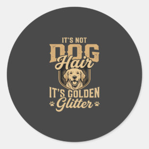 Adesivo Redondo Cachorro Retriever Dourado Engraçado Cabelo Brilho