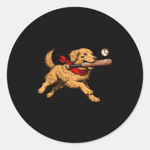 Adesivo Redondo Cachorro Retriever Dourado Engraçado Jogando Jogo 