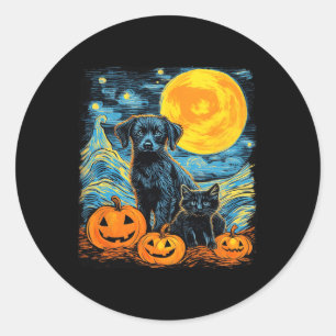 Adesivo Redondo Cachorro Retro Pumpkin Halloween Cães Engraçados H
