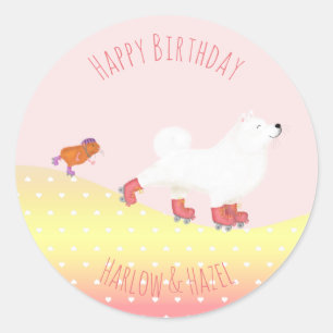 Adesivo Redondo Cachorro-rolha e autocolantes redondos de cobaia